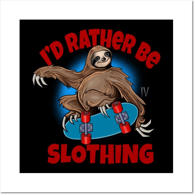 Funny Skateboard Sloth Skater Style Wall Art by Space Truck